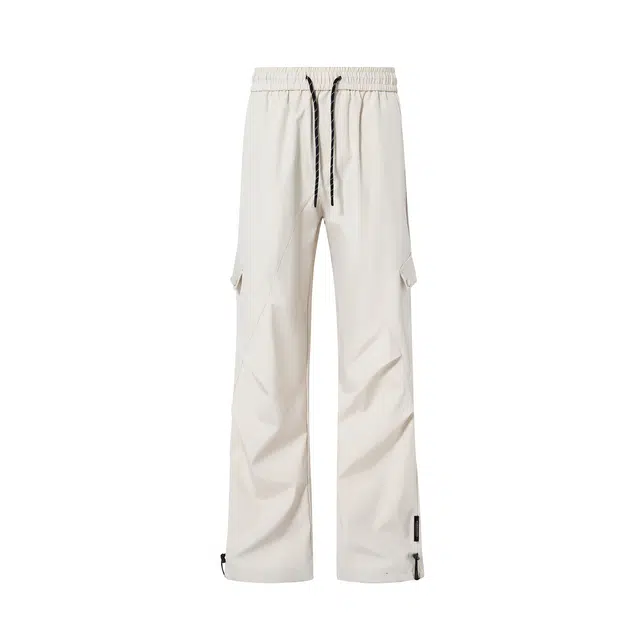 【户外防风防泼水伞兵裤】布客行 美式高街纯色褶皱松紧腰系带简约工装百搭直筒可束脚二合一长裤机能风宽松大码运动休闲裤 男女同款