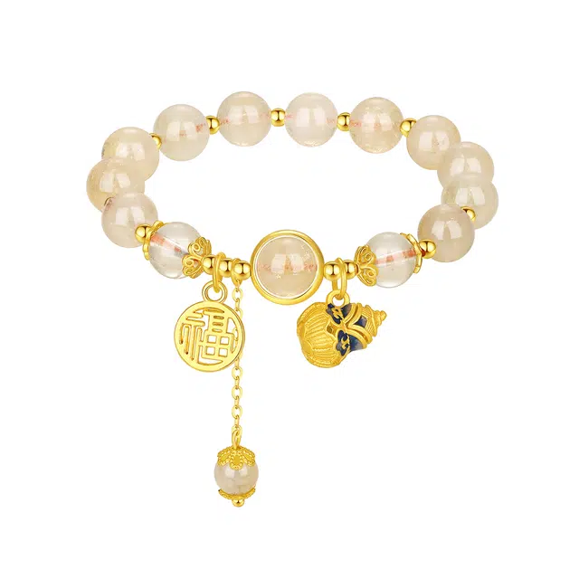 七可 葫芦福牌 高级感时来运转八方来财小众寓意好运暴富上岸 日常通勤上学职场百搭#好运 黄水晶 手串 女款