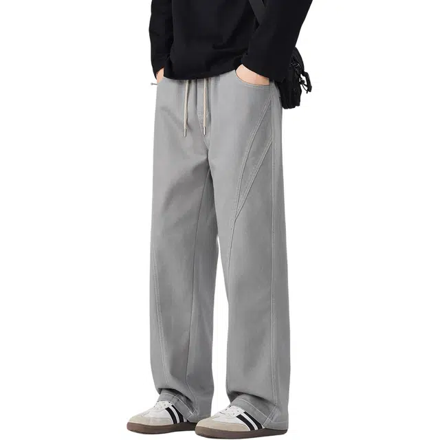 太子龍 百搭美式高街做旧直筒休闲长裤牛仔裤 男款