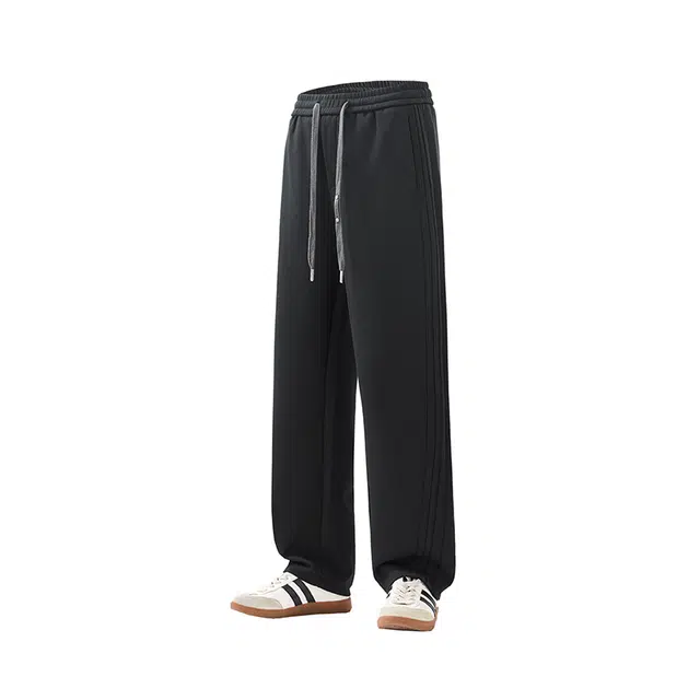 希越 春秋纯色宽松垂感百搭直筒潮牌休闲裤 男款