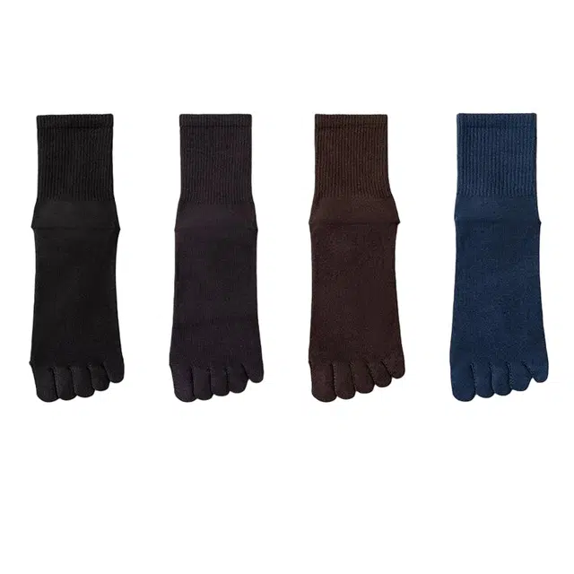 潞优野 袜子男袜高级感超滋润防裂五指男凝胶保湿脚后跟干裂纯棉分趾秋冬季中筒袜 男款