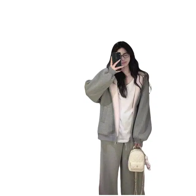 望莱仕 韩系多巴胺松弛感连帽开衫宽松百搭慵懒休闲长袖夹克外套 女款
