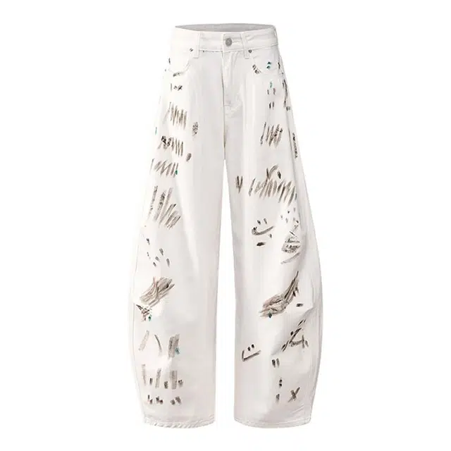 海尔斯 阔腿时尚潮流港风水洗宽松牛仔裤 男款