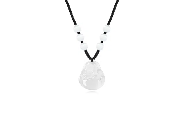 爱骊 笑口常开弥勒佛 编织 国潮新中式民族风优雅高级设计感时尚百搭经典时尚小众轻奢 精美礼盒#好运天然 玉髓 项链 女款