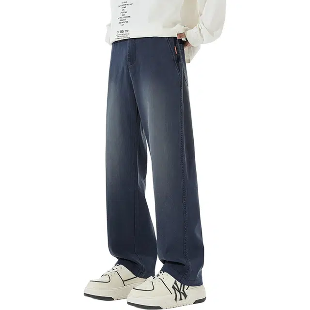 瑞梵帝斯 秋季裤子显瘦男高街穿搭直筒青少年百搭高级感潮流显腿长休闲合体柔软舒适亲肤美式复古长裤时尚牛仔裤 男款