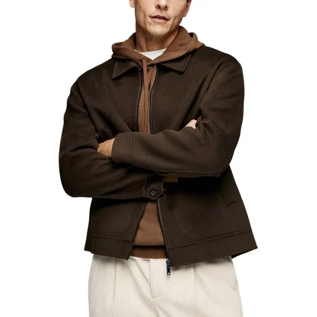 丹宁哲学 高端羊绒羊毛纯色常规标准现代风夹克 男款