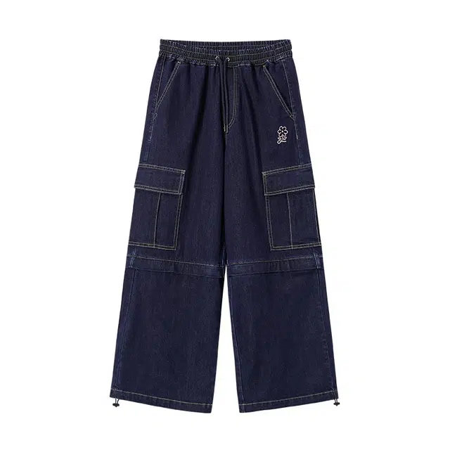 鬼洗 花纹可脱卸两穿花色宽松工装自然腰牛仔裤 女款