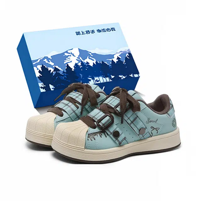 小鹿米利 复古贝壳头厚底女鞋小众设计感丑萌大头鞋子 低帮 板鞋 女