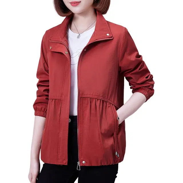 缪斯的诱惑 美式高街复古基础款户外运动工装软壳衣经典时尚纯色简约开衫上衣轻便拉链百搭宽松显瘦舒适优雅气质休闲立领夹克外套 女款