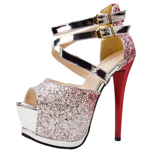 拾伍象 欧美时尚超防水台鱼嘴渐变夜店性感细跟镂空显瘦女鞋 高跟鞋 女