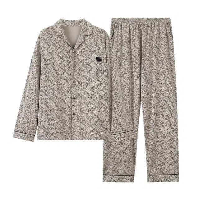 芬腾可安 秋冬外出可穿的加厚保暖舒适开衫透气不闷亲肤简约家居服睡衣套装 男款