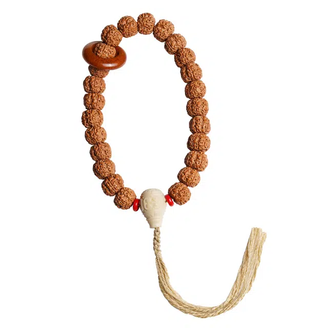 茂琼 新中式国潮文玩尼泊尔文玩五瓣原籽跑环配饰盘玩佛珠手持创意设计时尚百搭潮流高级感文玩盘玩念珠#好运 金刚菩提 手串 男款