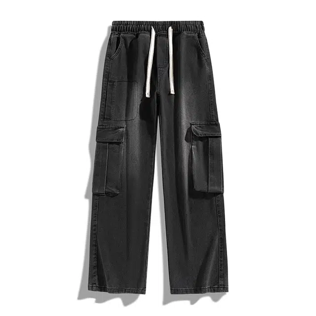 海尔斯 简约系带直筒宽松潮流百搭牛仔裤 男款