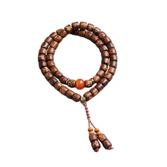 茂琼 新中式国潮复古典雅大气民族风高级文玩盘玩念珠手持链念佛珠藏式直切文玩精品玛瑙配饰盘玩好运 星月菩提 手串 男款