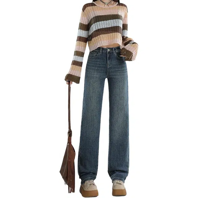 如续 小众窄版直筒裤垂感百搭修身显瘦牛仔裤 女款