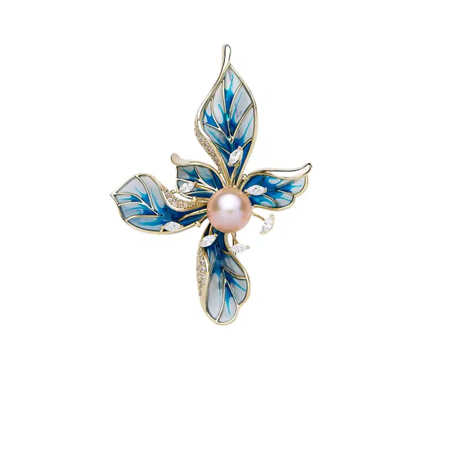 暖瞳 鸢尾花开高档胸花轻奢质感珐琅彩工艺高级感 铜 胸针 女款
