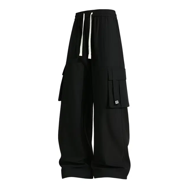 海尔斯 百搭纯色美式高街舒适中腰直筒宽松系带休闲裤 男款