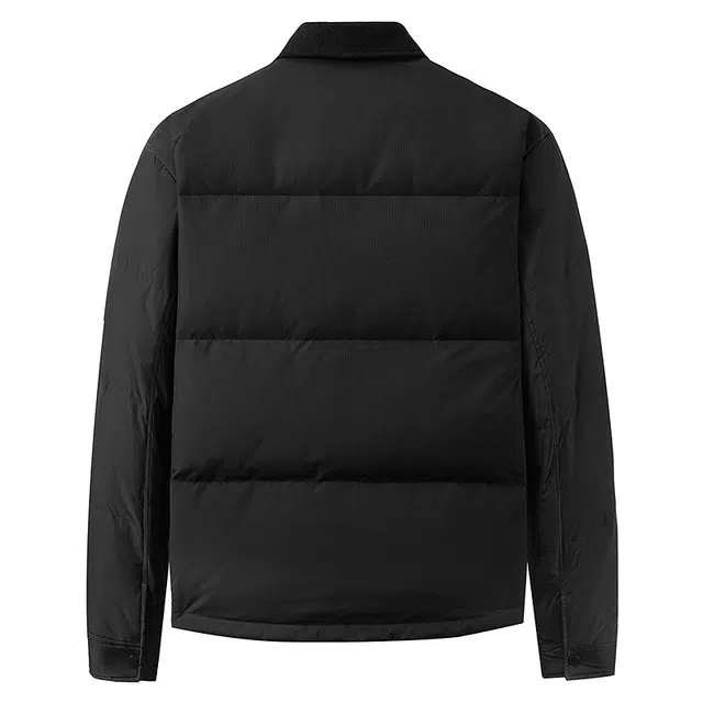 与狼共舞 石墨烯锁温蓄暖科技 灯芯绒拼接衬衫式时尚绗缝高充绒保暖轻工装翻领羽绒服 男款