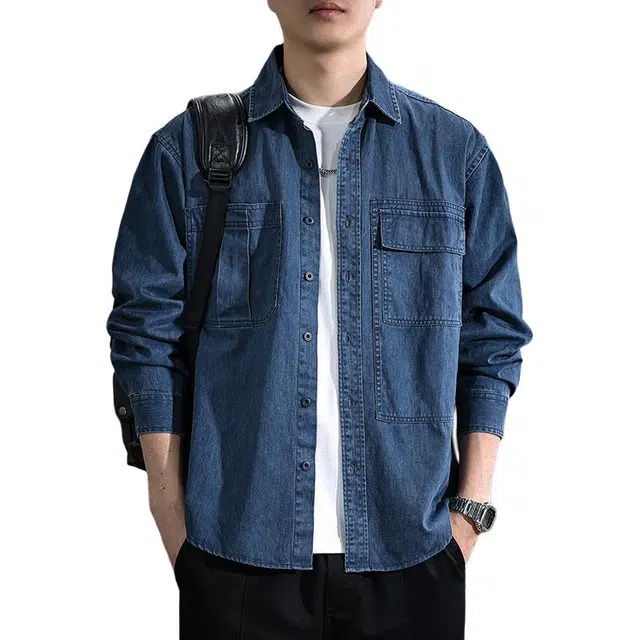 遨宇 日系复古水洗工装潮流百搭衬衣外套衬衫 男女同款