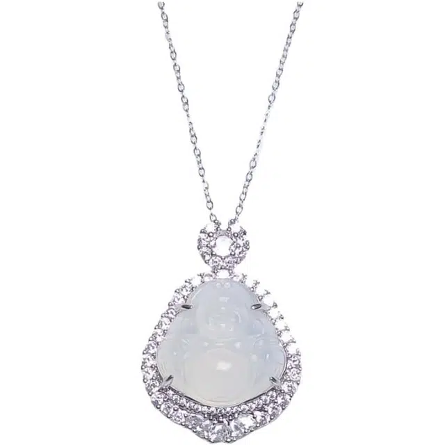 镯瑾 笑脸佛公 新中式国风福泰弥勒佛锁骨链上岸平安轻奢简约百搭显白招财纳福转运#好运 玉髓 项链 男女同款情侣款