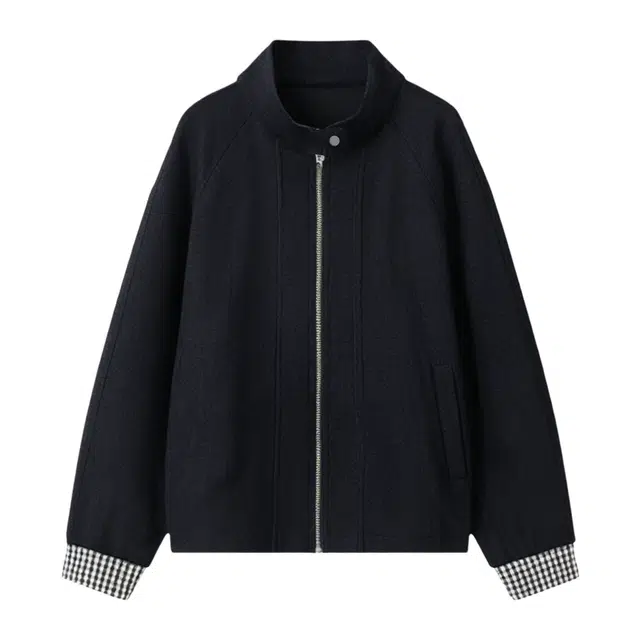 潞优野 时尚拼接立领正反两穿格纹女秋季牛仔外套 女款