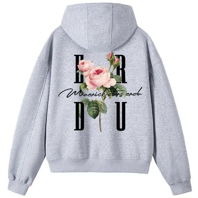 而度 美式复古花卉印花拉链质感工艺小众高级感潮流圈大热款连帽卫衣 男女同款