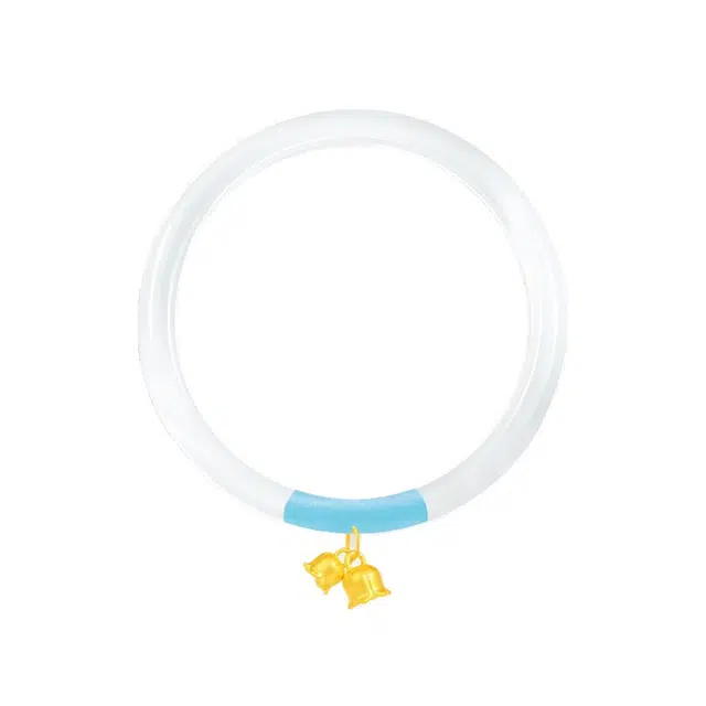 【999足金纯金 锦上添花】 福韵金 六桂福 铃兰花新中式国风国潮手饰轻奢优雅时尚森系多巴胺蓝色繁花小众设计百搭#好运 玉髓 手镯 女款