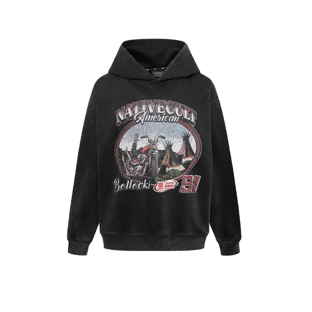 奇迹街区 美式复古潮牌嘻哈宽松百搭情侣连帽卫衣 男女同款