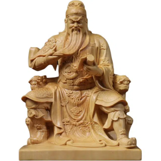 得笙陌 夜读关公木雕工艺品家居装饰书房财神爷摆设新中式雕刻文玩#好运 黄杨木 摆件 男女同款情侣款