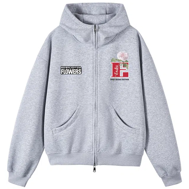 而度 美式复古花卉印花拉链质感工艺小众高级感潮流圈大热款连帽卫衣 男女同款