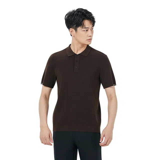 利郎 品位商务纯色翻领休闲通勤短袖打底衫秋季毛衣 男款