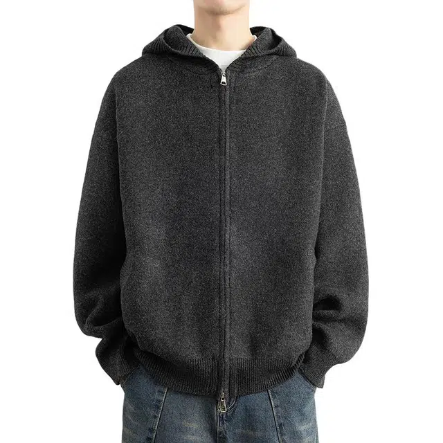 马员外 慵懒风打底宽松连帽针织衫 男款