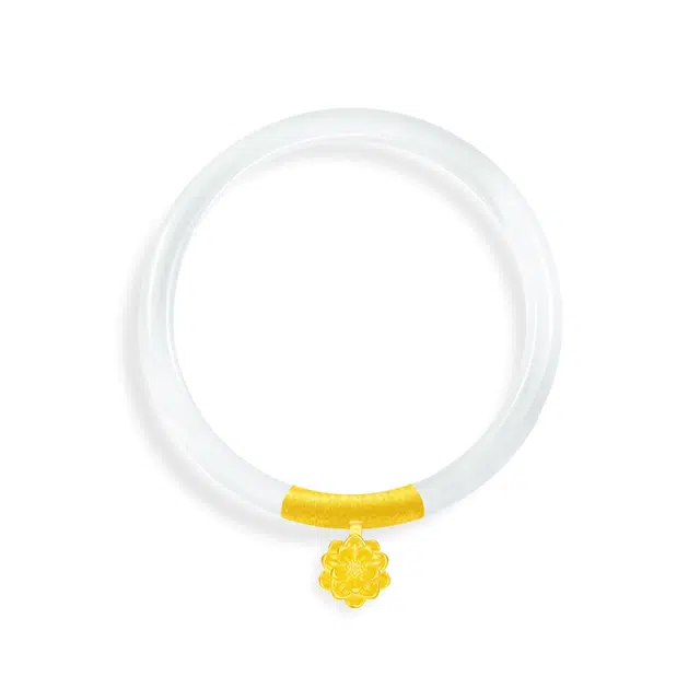 【999足金纯金 好运莲莲】 福韵金 六桂福 莲花新中式国风国潮时来运转诸事顺利轻奢温婉简约高级贵气时尚百搭 玉髓 手镯 女款