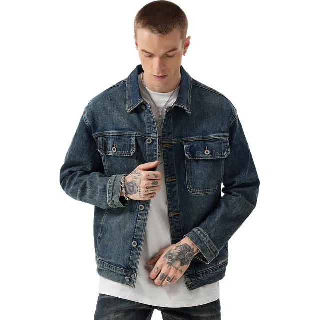逆腾 秋季复古经典休闲上衣男美式多口袋工装夹克男士宽松牛仔外套 男女同款