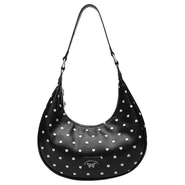 稻草人 波点爱心精致百搭轻便实用通勤 聚氨酯革 新月包单肩包 常规 女款 多色