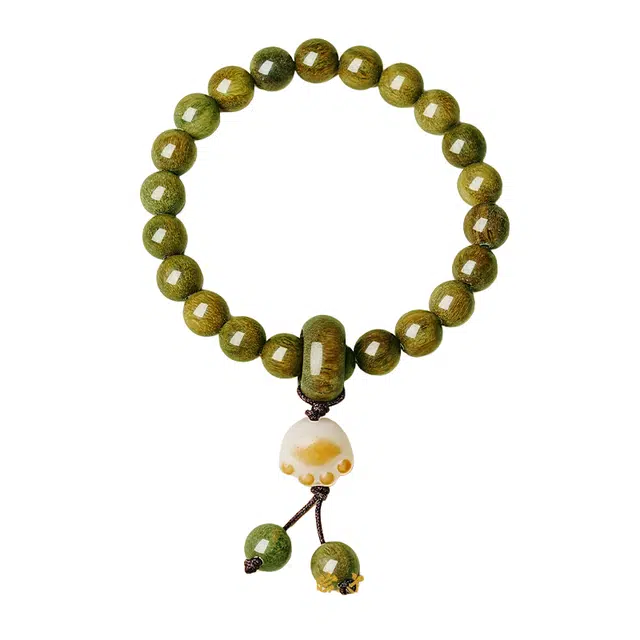 茂琼 新中式国潮风民族风文玩文玩盘串猫爪复古工艺优雅气质时尚百搭高级百搭高级文玩盘玩 绿檀 手串 女款