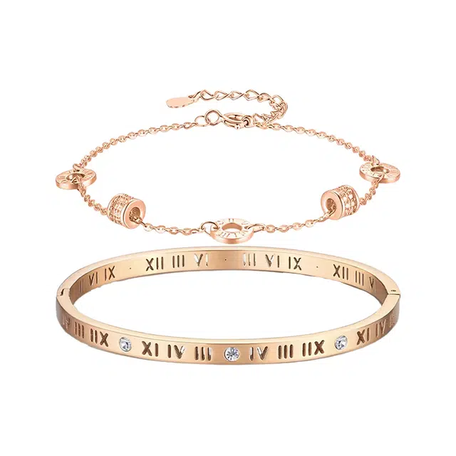 【S999纯银&转运小蛮腰】 银彦 在逃公主 叠戴双层套装 罗马数字 精致轻奢小众 闪耀百搭设计感显气质 表白纪念日礼盒 足银 手链 女款