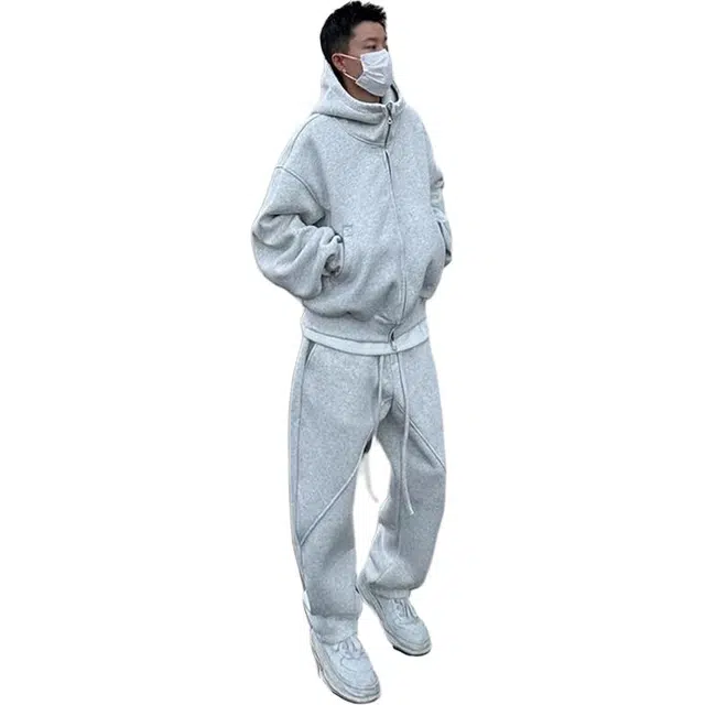 邦固依品 宽松连帽高级感长袖长裤卫衣套装 男款