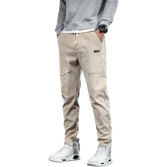 吉肯蒂 潮牌灯芯绒男士宽松小脚裤秋季运动长裤子休闲裤 男款