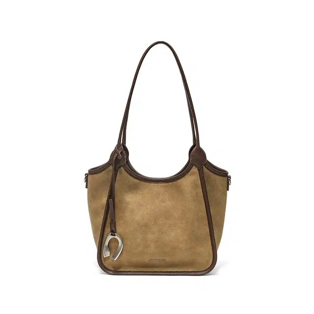 西木汀 榛巧咖啡 小众设计高级感复古通勤百搭简约 牛皮 托特单肩包 女款 暖驼棕