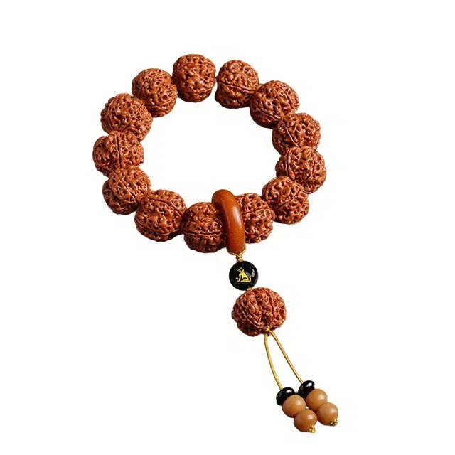 宣华意 【本命生肖】尼泊尔原籽龙纹满肉红皮精品文玩 国潮新中式经典复古高端 盘玩佛珠配饰单圈#好运 金刚菩提 手串 男款