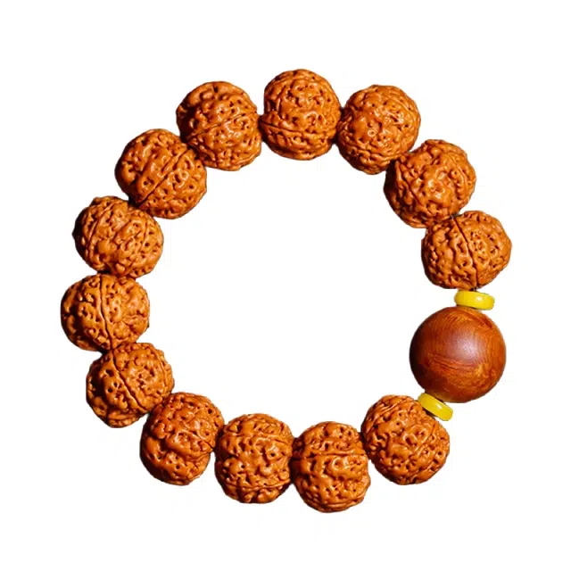 宣华意 【珍藏级】精品盘玩佛珠五瓣原籽 新中式复古时尚百搭 轻奢高端 文玩崖柏配饰手持 单圈#好运 金刚菩提 手串 男款