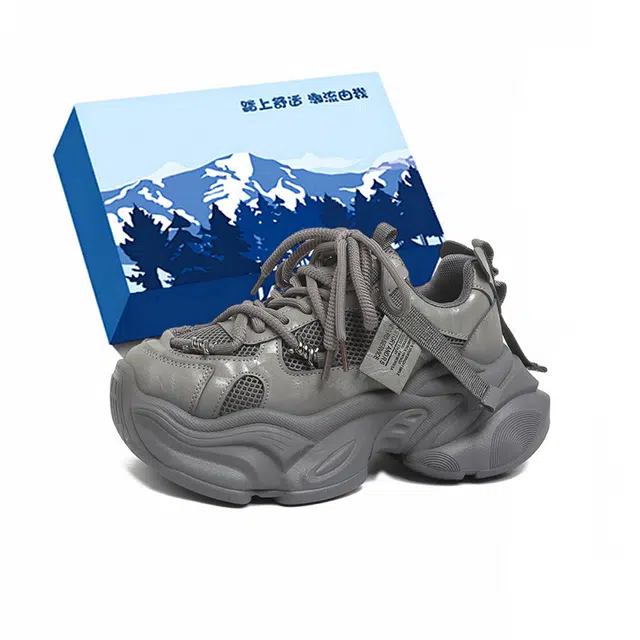 小鹿米利 系带松糕厚底小个子增高休闲运动鞋 低帮 老爹鞋 女