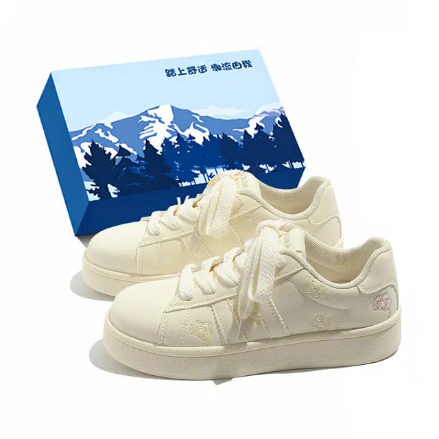 小鹿米利 厚底可爱小猫韩版女鞋轻便休闲小白鞋 低帮 板鞋 女