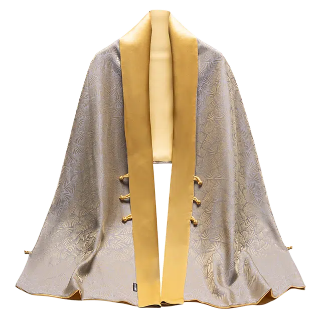 一米画纱 中式国风高级复古盘扣双面提花双层真丝长巾奢华两用 桑蚕丝 丝巾 女款