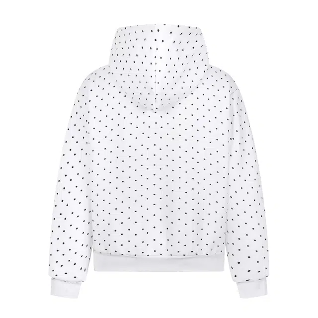 奇迹街区 美式国潮复古波点满印可爱字母图案刺绣开衫拉链宽松外套休闲舒适日常小众个性设计感高街连帽长袖卫衣 男女同款