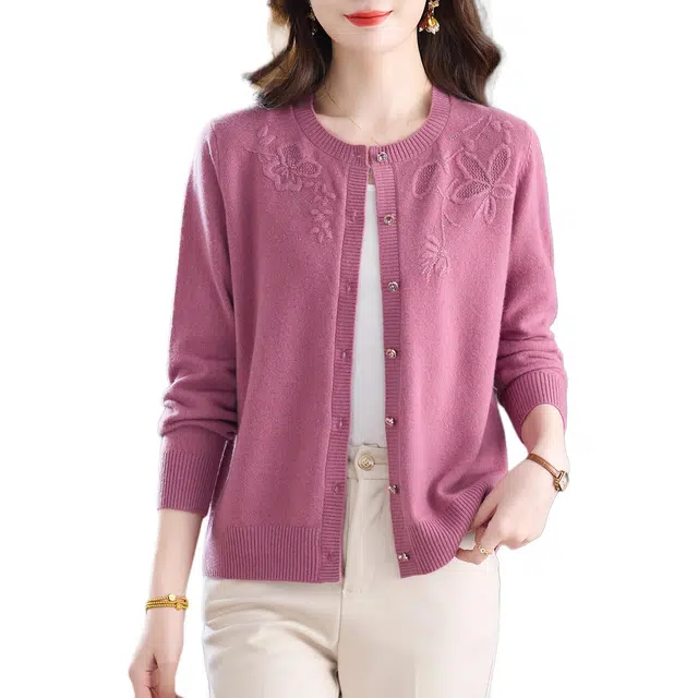 袋鼠 优雅气质精纺羊毛单排扣保暖效果时尚款式针织衫 女款