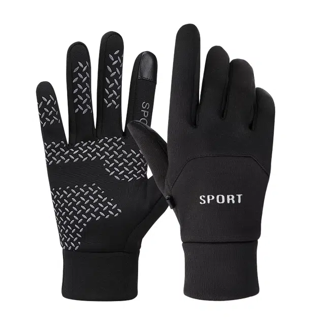 俞兆林 秋冬季加绒防寒户外骑行开车登山运动跑步防风可触屏防滑 聚酯纤维 保暖手套 男款