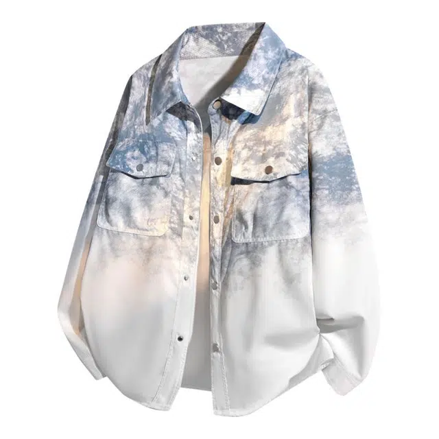 马员外 潮流青春时尚都市春秋季青少年渐变衬衫夹克外套 男款