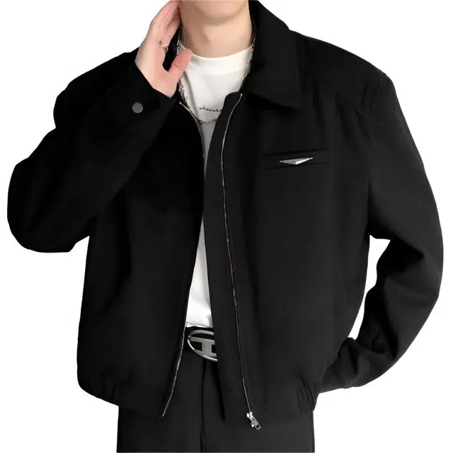 马员外 美式复古休闲短款垫肩夹克外套 男款